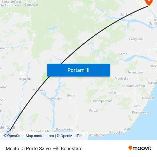 Melito Di Porto Salvo to Benestare map