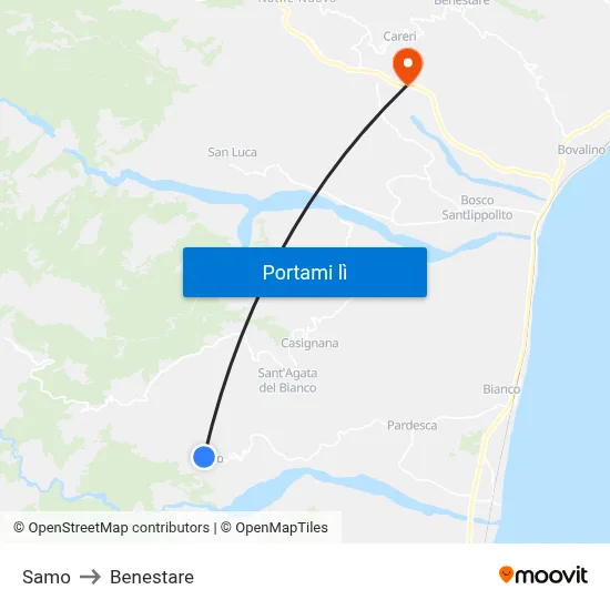 Samo to Benestare map
