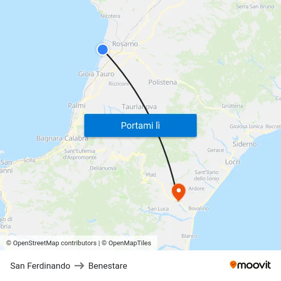 San Ferdinando to Benestare map