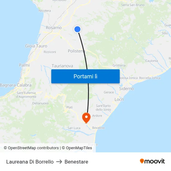 Laureana Di Borrello to Benestare map