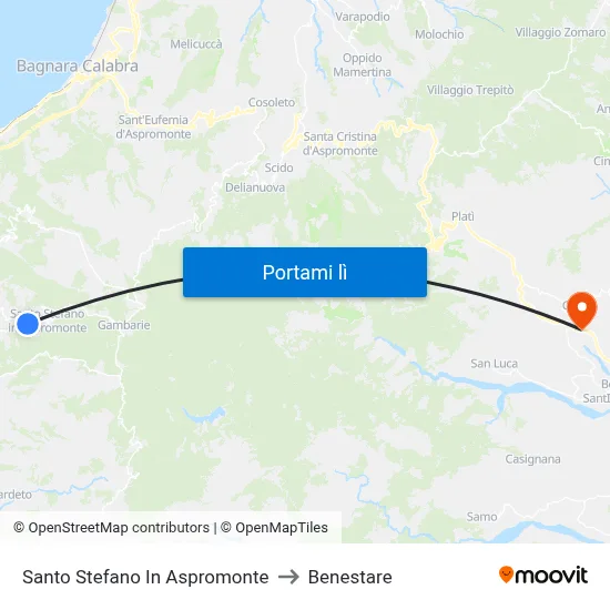 Santo Stefano In Aspromonte to Benestare map