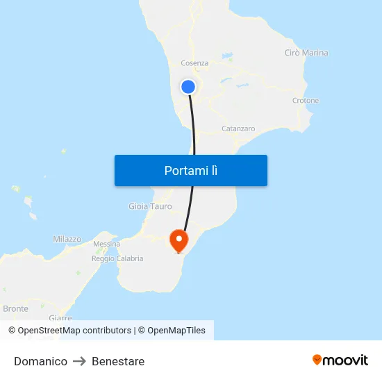 Domanico to Benestare map