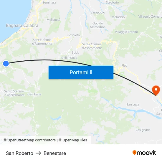 San Roberto to Benestare map