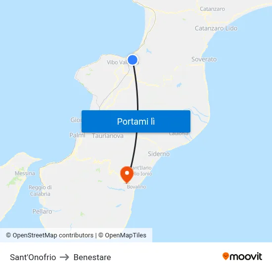 Sant'Onofrio to Benestare map