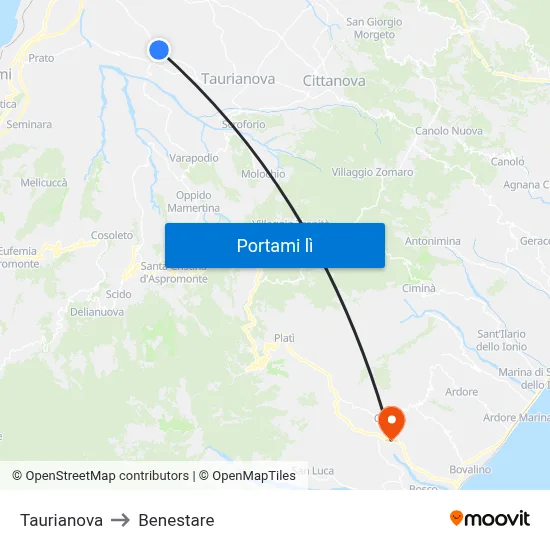 Taurianova to Benestare map