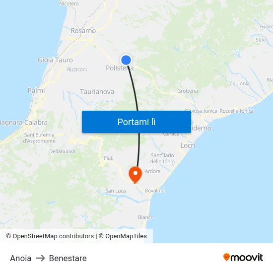 Anoia to Benestare map