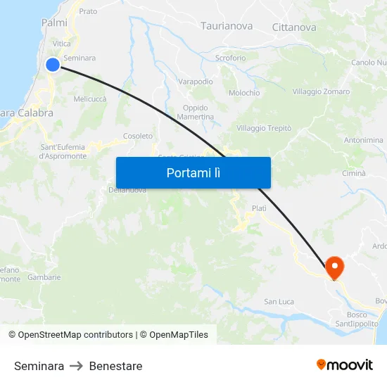 Seminara to Benestare map