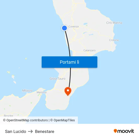 San Lucido to Benestare map