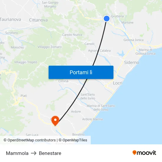 Mammola to Benestare map