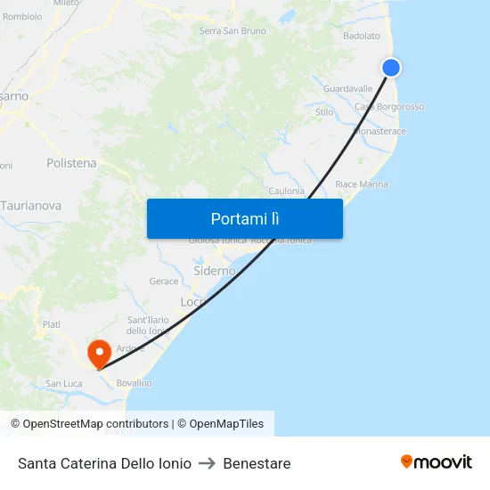 Santa Caterina Dello Ionio to Benestare map