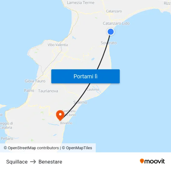 Squillace to Benestare map