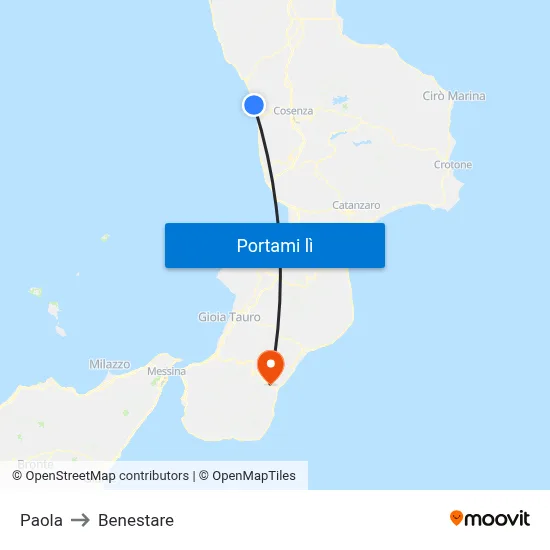 Paola to Benestare map