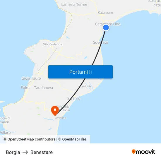 Borgia to Benestare map