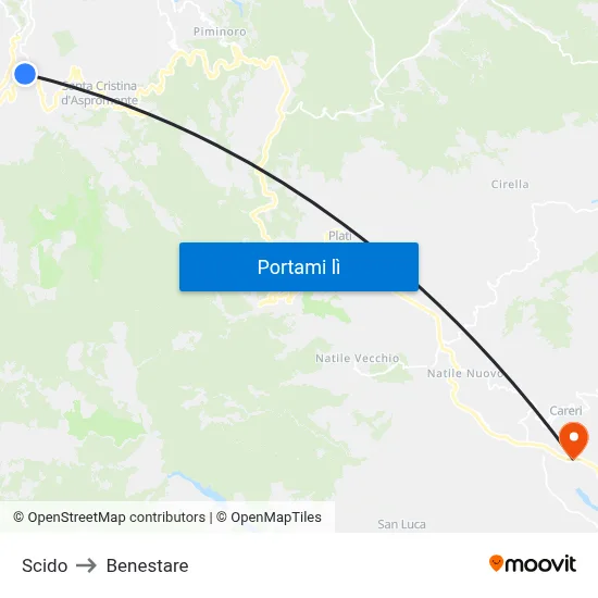 Scido to Benestare map