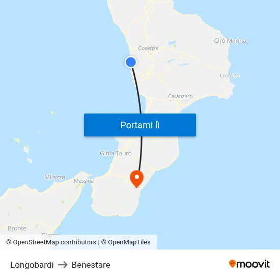 Longobardi to Benestare map