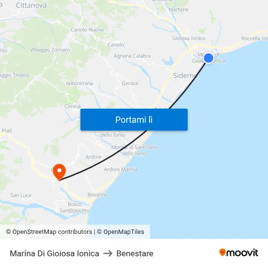 Marina Di Gioiosa Ionica to Benestare map