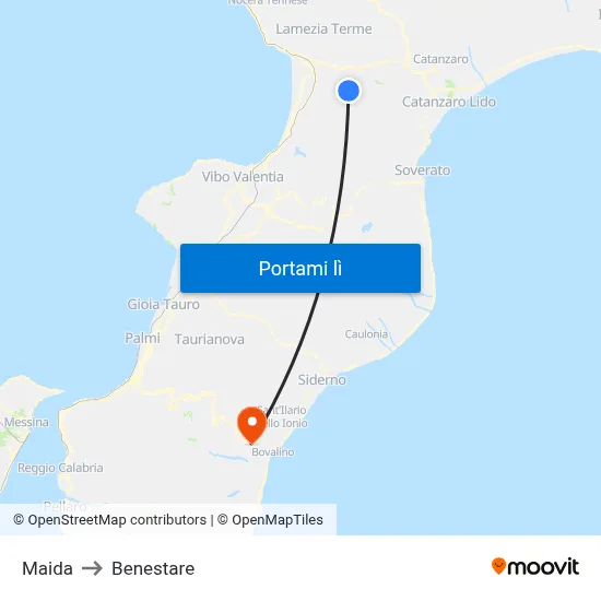 Maida to Benestare map