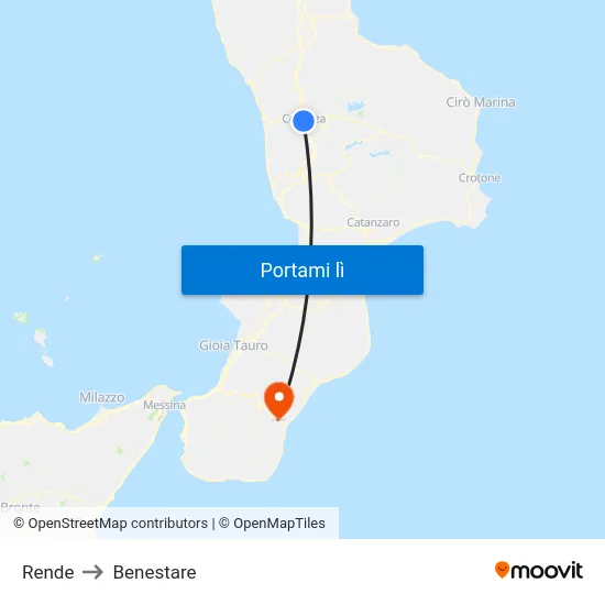 Rende to Benestare map