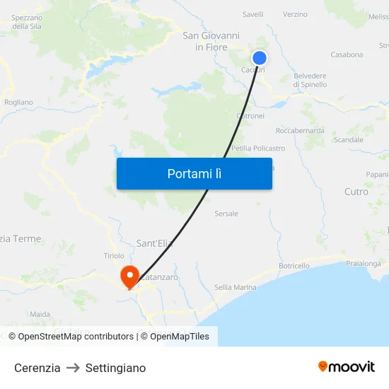 Cerenzia to Settingiano map