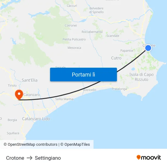 Crotone to Settingiano map
