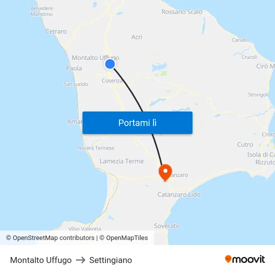 Montalto Uffugo to Settingiano map