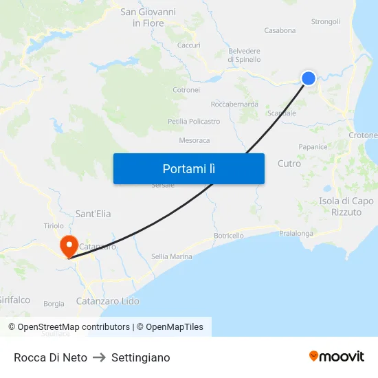 Rocca Di Neto to Settingiano map