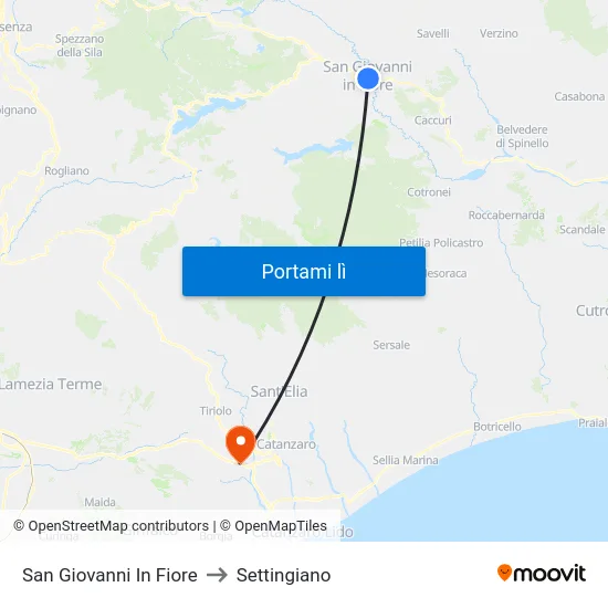 San Giovanni In Fiore to Settingiano map