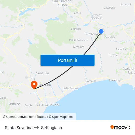 Santa Severina to Settingiano map