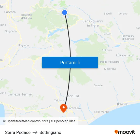 Serra Pedace to Settingiano map