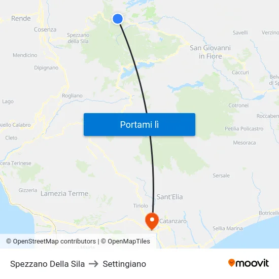 Spezzano Della Sila to Settingiano map