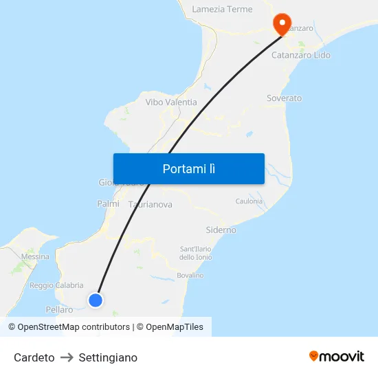 Cardeto to Settingiano map