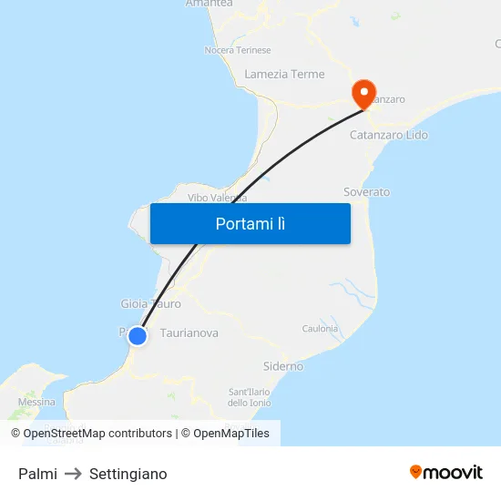 Palmi to Settingiano map