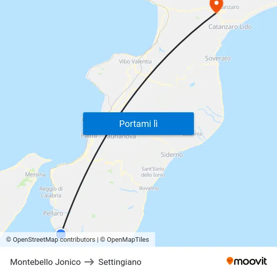 Montebello Jonico to Settingiano map