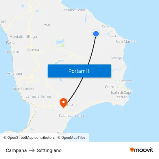 Campana to Settingiano map