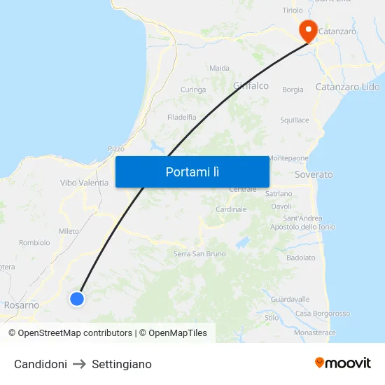 Candidoni to Settingiano map