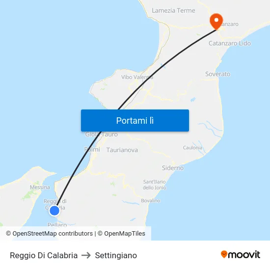 Reggio Di Calabria to Settingiano map