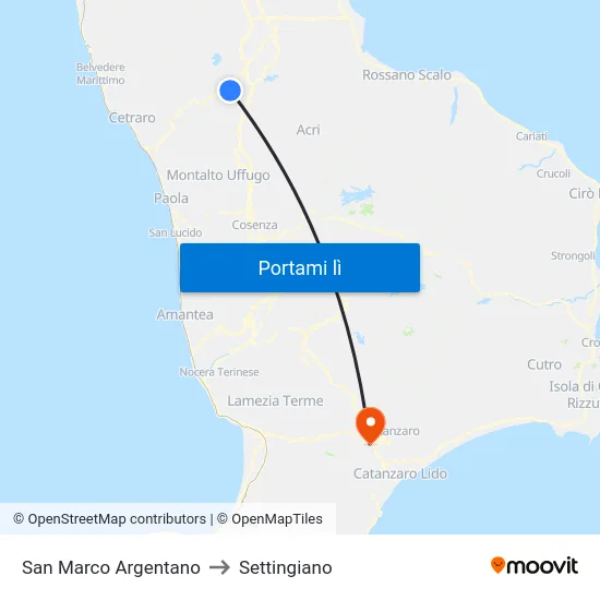 San Marco Argentano to Settingiano map