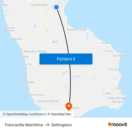 Francavilla Marittima to Settingiano map