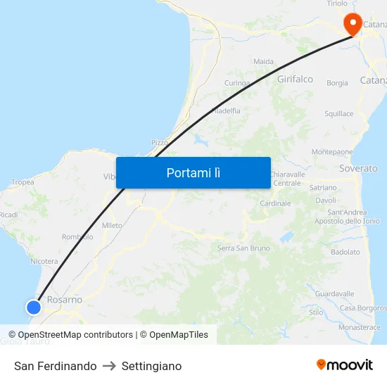 San Ferdinando to Settingiano map