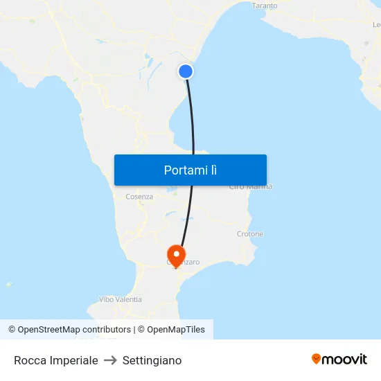 Rocca Imperiale to Settingiano map