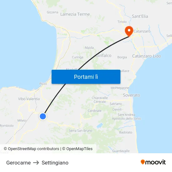 Gerocarne to Settingiano map