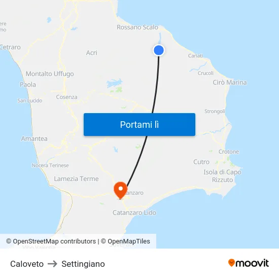 Caloveto to Settingiano map
