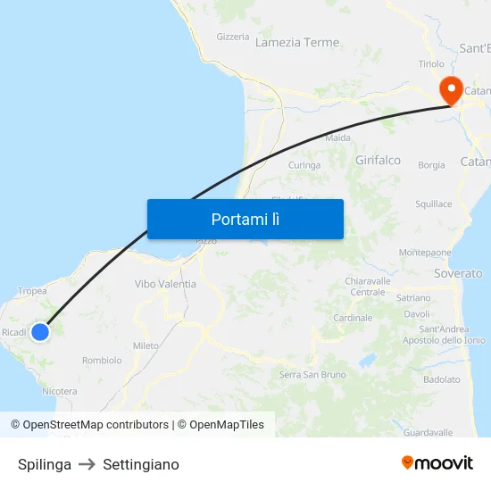 Spilinga to Settingiano map