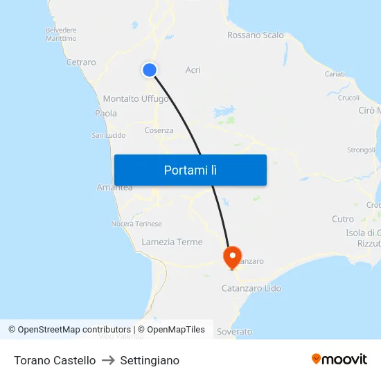 Torano Castello to Settingiano map
