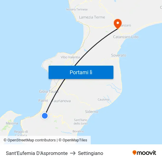 Sant'Eufemia D'Aspromonte to Settingiano map