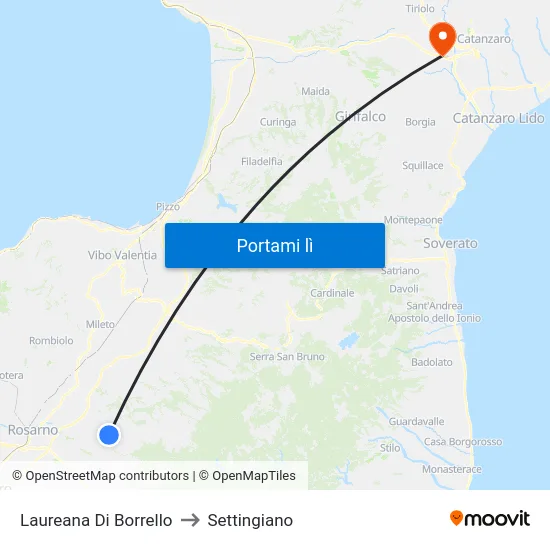 Laureana Di Borrello to Settingiano map