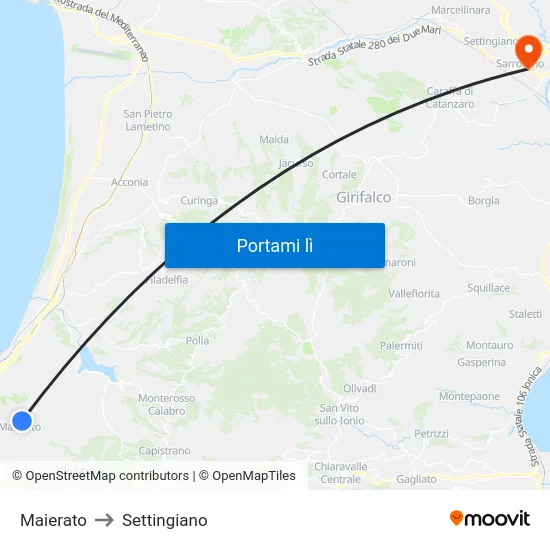 Maierato to Settingiano map