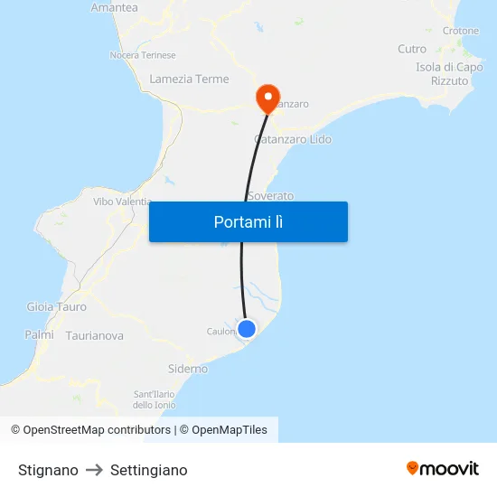 Stignano to Settingiano map