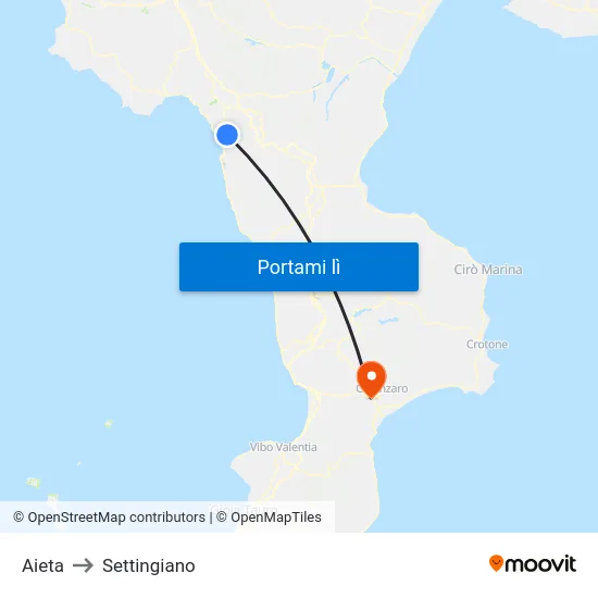 Aieta to Settingiano map