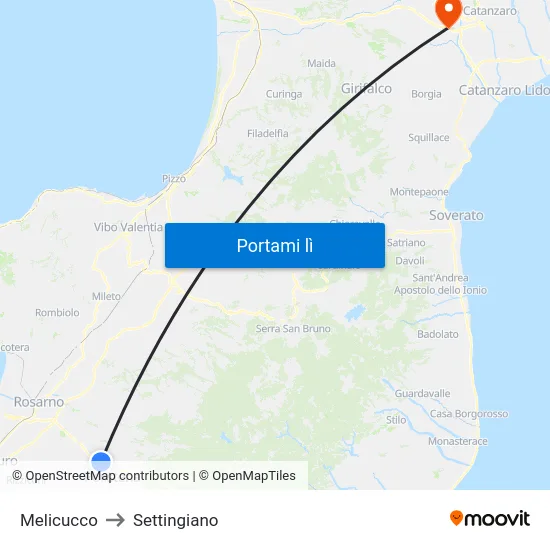 Melicucco to Settingiano map